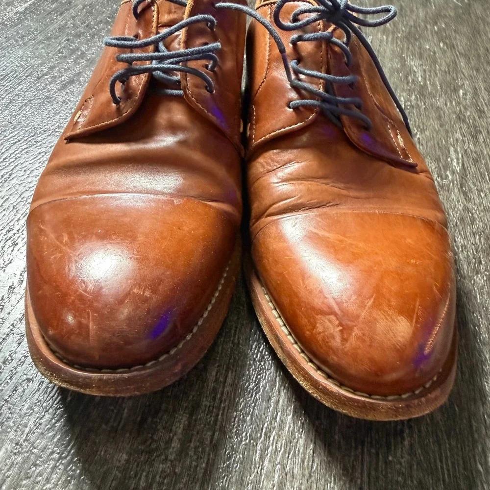 Paul Smith PS Derby Shoes Men 6.5 UK Tan Leather Cap Toe Made in Italy Brown